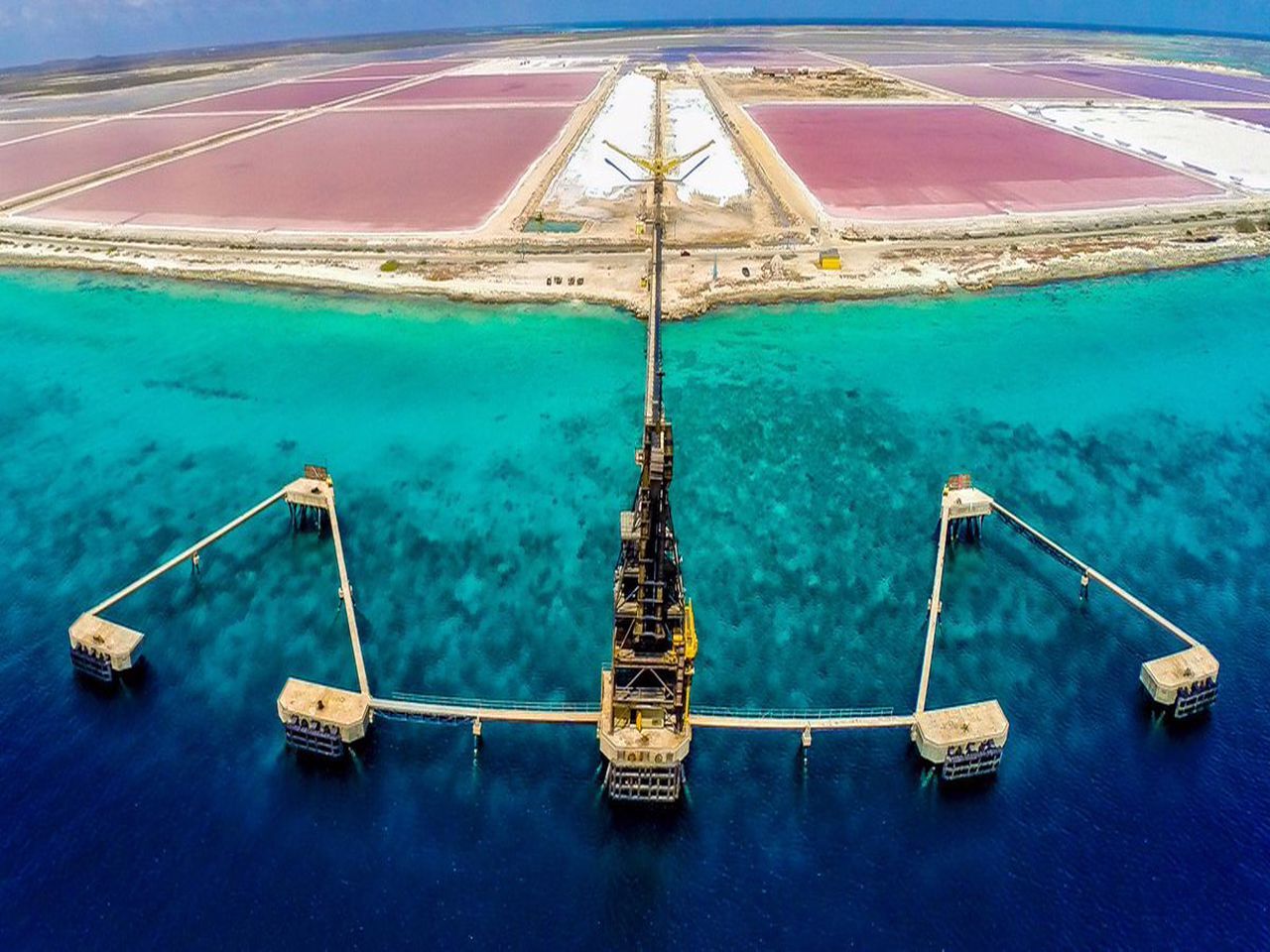Aerial view of the Salt Pier dive site, Bonaire